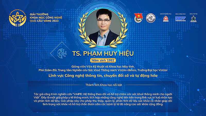 TS Phạm Huy Hiệu là một trong những cá nhân giành Giải thưởng Quả cầu vàng năm 2023.