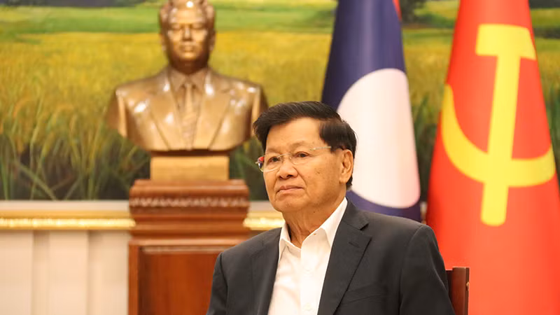 Tổng Bí thư, Chủ tịch nước Lào bùi ngùi chia sẻ về những kỷ niệm với Tổng Bí thư Nguyễn Phú Trọng. (Ảnh: TRỊNH DŨNG)