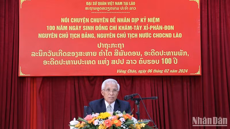 Đồng chí Khamphan Pheuyavong, Bí thư Trung ương Đảng, Trưởng Ban Tuyên huấn Trung ương Đảng Nhân dân Cách mạng Lào. Ảnh: Hải Tiến