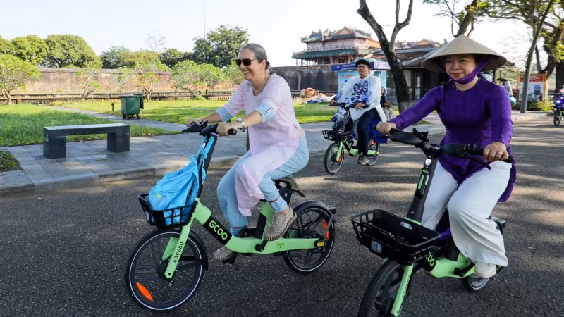 Huế là địa phương tiên phong phát triển mô hình thành phố xe đạp và du lịch xanh. (Ảnh: X.ĐẠT)