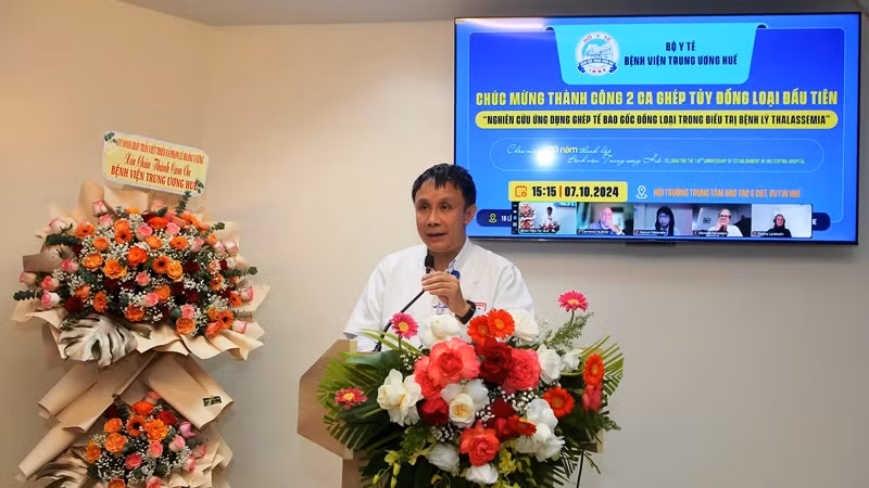 Giáo sư, Tiến sĩ, bác sĩ Phạm Như Hiệp cho biết: “Thành công trong việc ghép tủy đồng loại tại Bệnh viện Trung ương Huế mở ra nhiều cơ hội mới cho các bệnh nhi mắc bệnh di truyền và hiểm nghèo”. Giáo sư, Tiến sĩ, bác sĩ Phạm Như Hiệp cho biết: “Thành công trong việc ghép tủy đồng loại tại Bệnh viện Trung ương Huế mở ra nhiều cơ hội mới cho các bệnh nhi mắc bệnh di truyền và hiểm nghèo”.