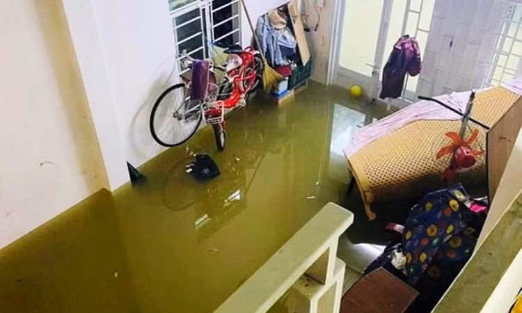 Nhiều nhà dân phải chồng đồ đạc, tủ lạnh lên cao nhưng xe vẫn bị ngập lụt. Nhiều nhà dân phải chồng đồ đạc, tủ lạnh lên cao nhưng xe vẫn bị ngập lụt.