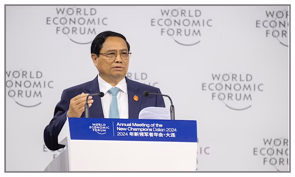 Thủ tướng Chính phủ Phạm Minh Chính phát biểu tại Phiên toàn thể. (Ảnh: WEF)