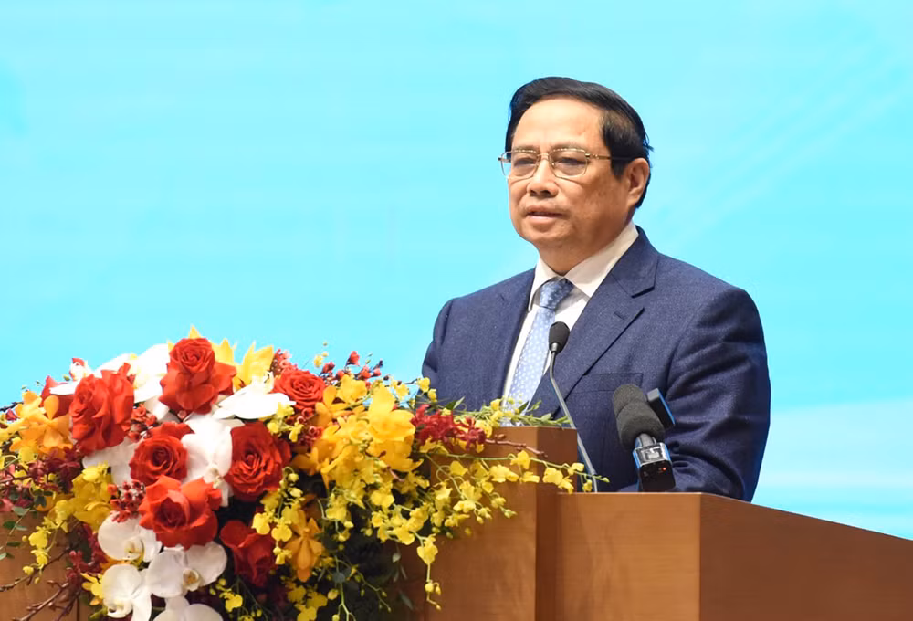 Thủ tướng Phạm Minh Chính phát biểu ý kiến tại hội nghị. Ảnh: TRẦN HẢI Thủ tướng Phạm Minh Chính phát biểu ý kiến tại hội nghị. Ảnh: TRẦN HẢI