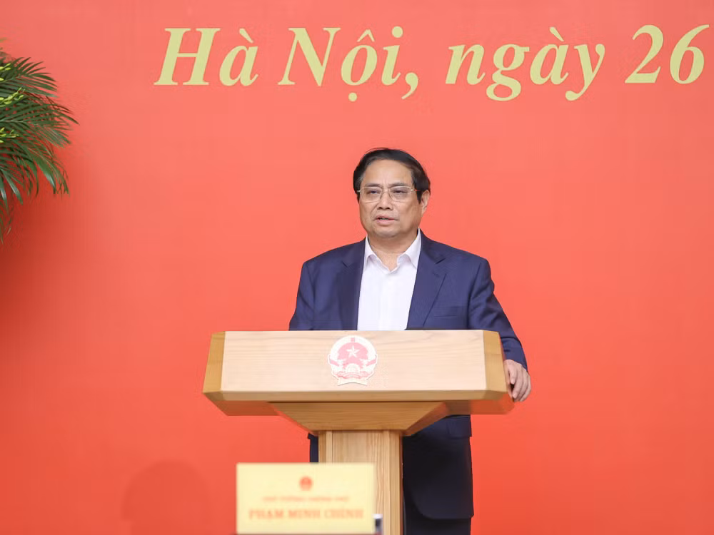 Thủ tướng Phạm Minh Chính phát biểu ý kiến kết luận phiên họp. (Ảnh: TRẦN HẢI)