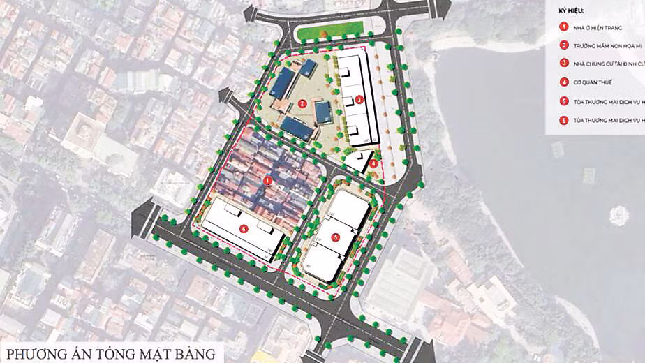 Phương án tổng mặt bằng nhà G6A, G6B, G22, G23, G24 khu tập thể Thành Công, quận Ba Đình. 