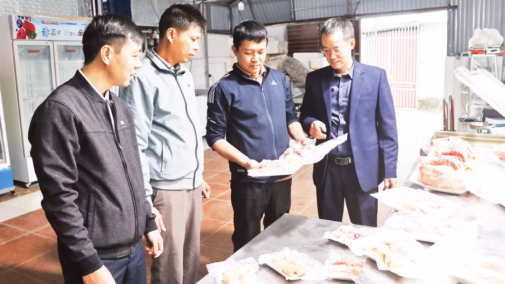 Sản phẩm thịt gà Đông Tảo của cơ sở sản xuất gia đình anh Lê Quang Thắng, xã Đông Tảo, huyện Khoái Châu được công nhận sản phẩm OCOP. 