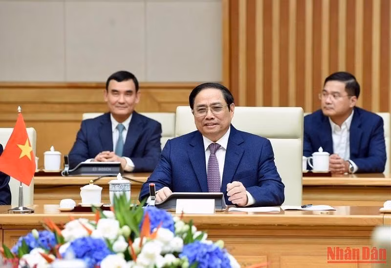 Thủ tướng Phạm Minh Chính phát biểu tại cuộc hội đàm. Thủ tướng Phạm Minh Chính phát biểu tại cuộc hội đàm.