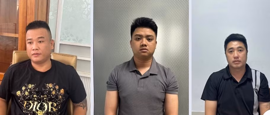 Các bị can Phan Võ Nhật Huy, Đỗ Tấn Rin và Lê Viết Nam. (Ảnh Công an cung cấp)