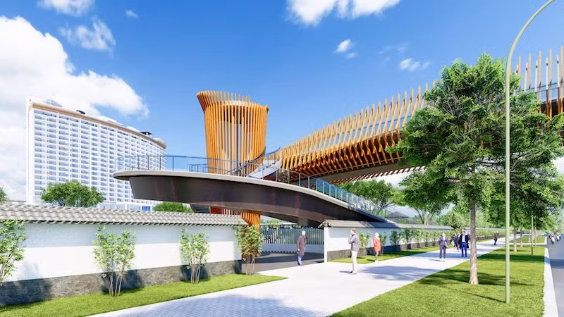 Đây là cầu vượt đi bộ đầu tiên do doanh nghiệp đầu tư, trao tặng chính quyền thành phố Đà Nẵng