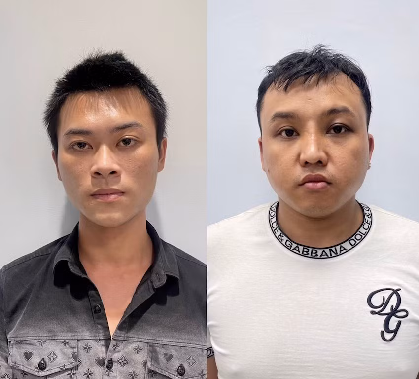 Hai đối tượng Phạm Văn Hoàng, Nguyễn Phúc Hậu. (Ảnh Công an cung cấp)