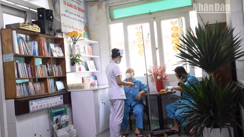 Không gian xanh dành riêng cho bệnh nhân tại Khoa Ung bướu - Bệnh viện Đà Nẵng. (Ảnh: ANH ĐÀO)