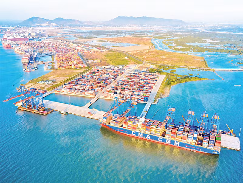 Cụm cảng Cái Mép-Thị Vải nhìn từ trên cao.