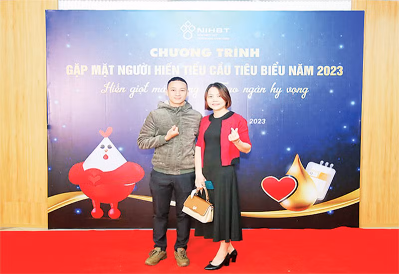 Anh Nguyễn Văn Thanh tham gia chương trình "Gặp mặt người hiến tiểu cầu tiêu biểu" năm 2023. (Ảnh Viện Huyết học)