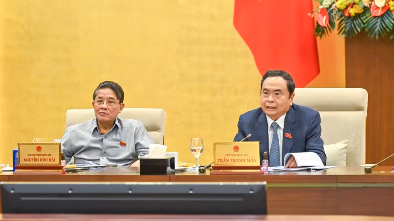 Chủ tịch Quốc hội Trần Thanh Mẫn phát biểu ý kiến tại phiên họp. (Ảnh: DUY LINH)