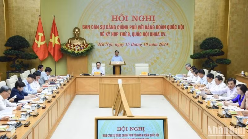 Thủ tướng Phạm Minh Chính và Chủ tịch Quốc hội Trần Thanh Mẫn đồng chủ trì Hội nghị. (Ảnh: Trần Hải)