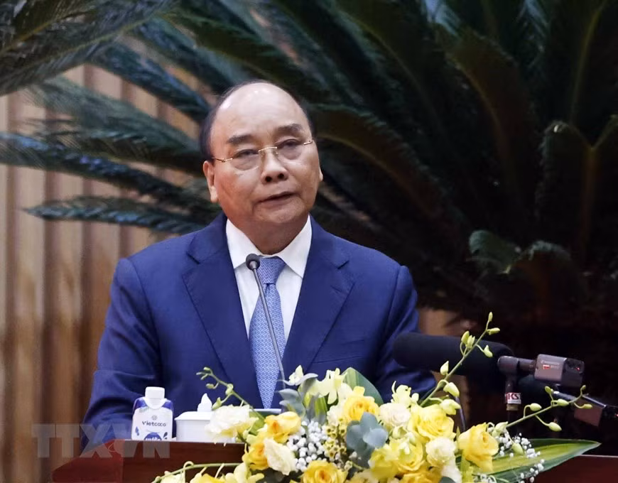 Chủ tịch nước Nguyễn Xuân Phúc phát biểu chỉ đạo. (Ảnh: Thống Nhất/TTXVN)