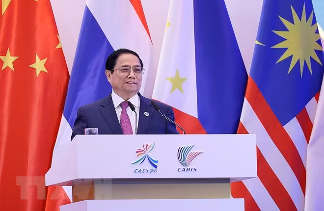 Thủ tướng Phạm Minh Chính phát biểu tại Lễ khai mạc CAEXPO và CABIS lần thứ 20. (Ảnh: Dương Giang/TTXVN) Thủ tướng Phạm Minh Chính phát biểu tại Lễ khai mạc CAEXPO và CABIS lần thứ 20. (Ảnh: Dương Giang/TTXVN)