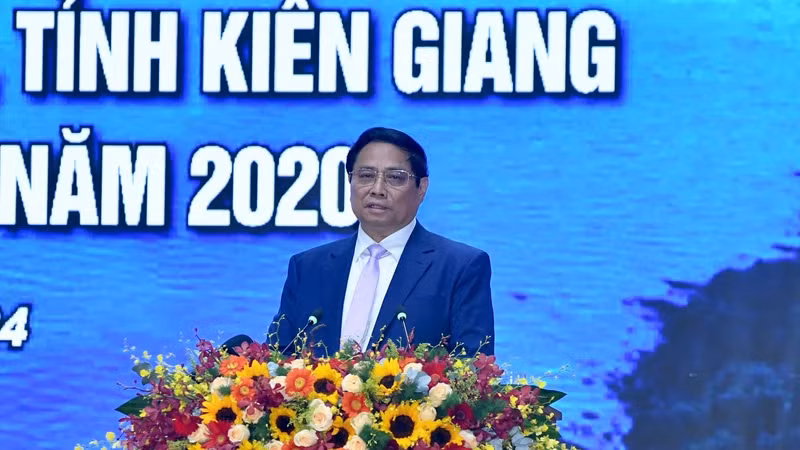 Thủ tướng Phạm Minh Chính phát biểu ý kiến tại Hội nghị tổng kết Quyết định 178/2004/QĐ-TT về phát triển tổng thể đảo Phú Quốc.