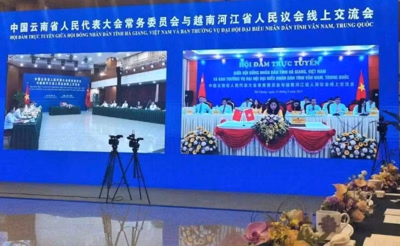 Quang cảnh hội đàm tại điểm cầu tỉnh Vân Nam, Trung Quốc.