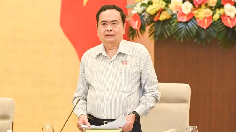 Chủ tịch Quốc hội Trần Thanh Mẫn phát biểu tại cuộc họp. (Ảnh Duy Linh)
