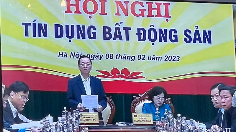 Quang cảnh Hội nghị về công tác tín dụng đối với lĩnh vực bất động sản.
