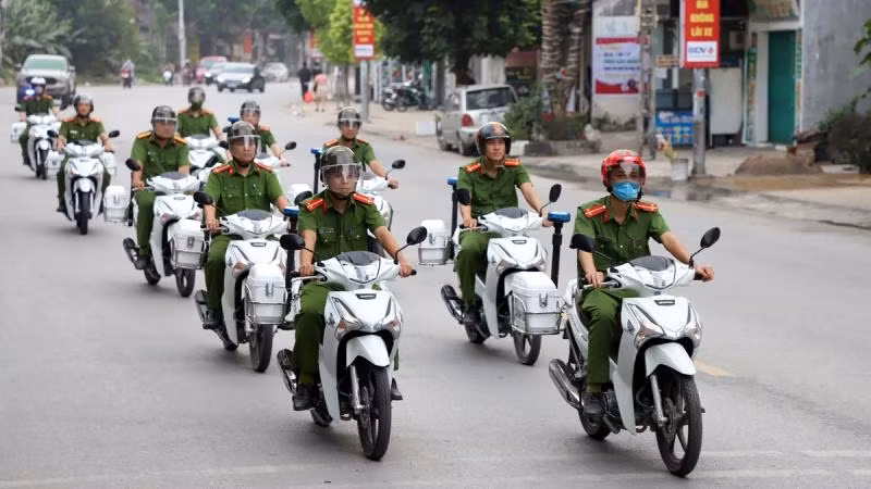 Các lực lượng tham gia diễu hành.