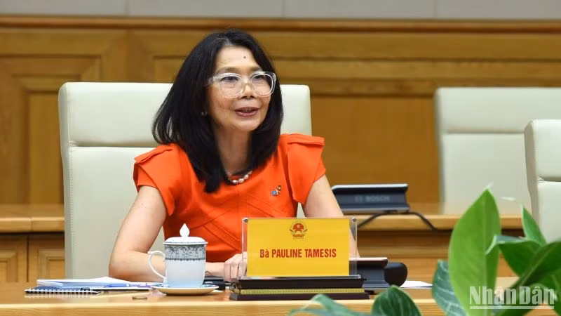 Bà Pauline Tamesis Điều phối viên thường trú Liên hợp quốc tại Việt Nam phát biểu.