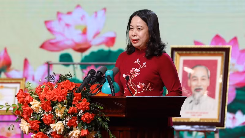 Quyền Chủ tịch nước Võ Thị Ánh Xuân phát biểu tại Lễ kỷ niệm.