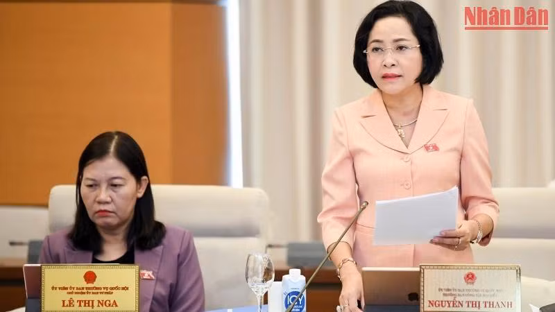 Trưởng ban Công tác đại biểu Nguyễn Thị Thanh phát biểu ý kiến tại phiên họp. (Ảnh Duy Linh) Trưởng ban Công tác đại biểu Nguyễn Thị Thanh phát biểu ý kiến tại phiên họp. (Ảnh Duy Linh)