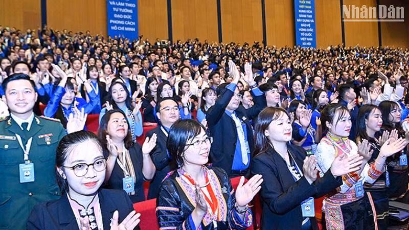 Các đại biểu dự phiên trọng thể Đại hội Đoàn toàn quốc lần thứ XII.