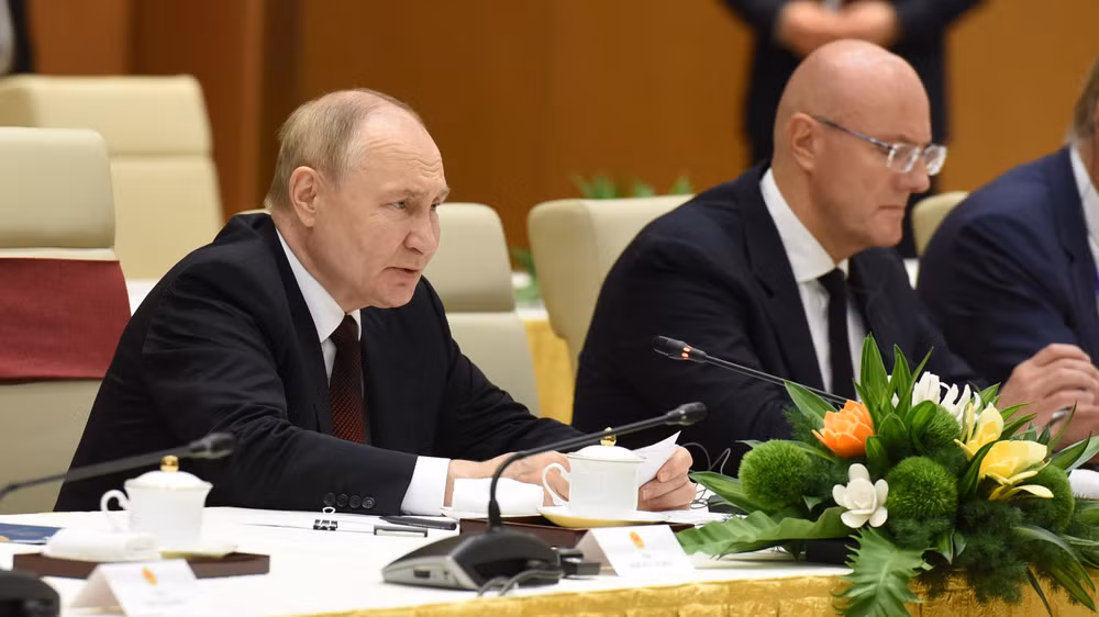 Tổng thống Vladimir Putin phát biểu tại buổi hội kiến. (Ảnh: Trần Hải)