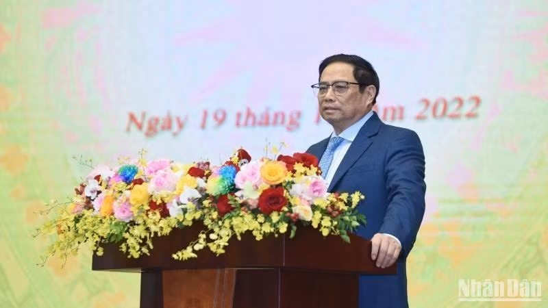 Thủ tướng Phạm Minh Chính Phát biểu ý kiến chỉ đạo Hội nghị. (Ảnh: Trần Hải)