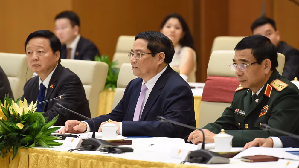 Thủ tướng Phạm Minh Chính phát biểu tại cuộc hội kiến. (Ảnh: Trần Hải)