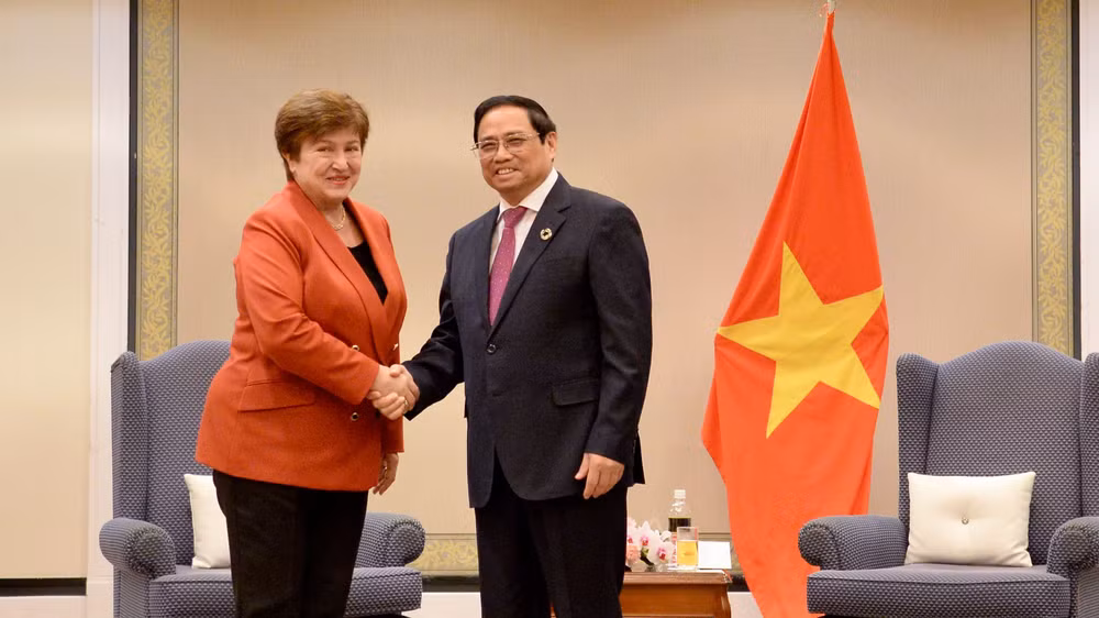 Thủ tướng Phạm Minh Chính gặp Tổng Giám đốc Quỹ tiền tệ Quốc tế (IMF) Kristalina Georgieva. (Ảnh: Thanh Giang) Thủ tướng Phạm Minh Chính gặp Tổng Giám đốc Quỹ tiền tệ Quốc tế (IMF) Kristalina Georgieva. (Ảnh: Thanh Giang)