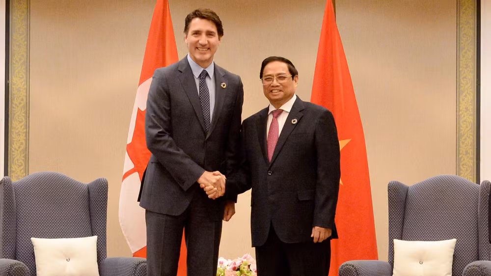 Thủ tướng Phạm Minh Chính gặp Thủ tướng Canada Justin Trudeau. (Ảnh: Thanh Giang) Thủ tướng Phạm Minh Chính gặp Thủ tướng Canada Justin Trudeau. (Ảnh: Thanh Giang)