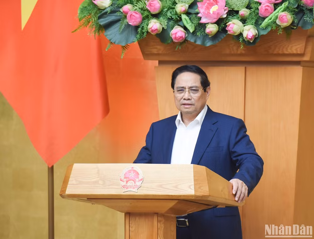 Thủ tướng Phạm Minh Chính phát biểu ý kiến tại phiên họp. (Ảnh: TRẦN HẢI)