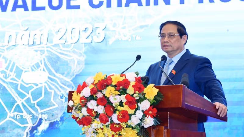 Thủ tướng Phạm Minh Chính phát biểu ý kiến tại buổi lễ. Thủ tướng Phạm Minh Chính phát biểu ý kiến tại buổi lễ.