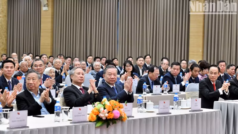 Tổng Bí thư Tô Lâm và các đại biểu dự Lễ kỷ niệm. (Ảnh: Đăng Khoa) Tổng Bí thư Tô Lâm và các đại biểu dự Lễ kỷ niệm. (Ảnh: Đăng Khoa)