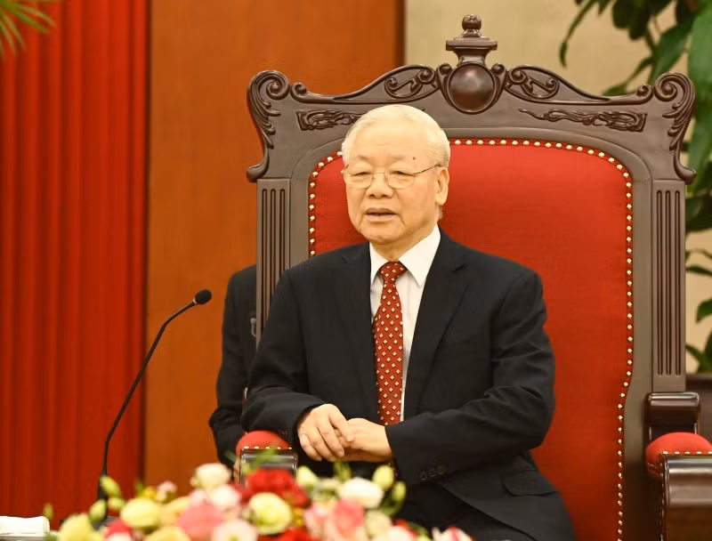 Tổng Bí thư Nguyễn Phú Trọng phát biểu tại buổi tiếp.