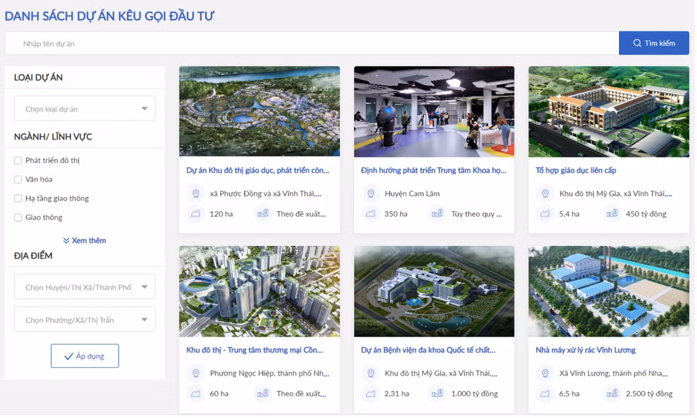 Nhà đầu tư có thể dễ dàng tìm kiếm thông tin về các dự án kêu gọi đầu tư của tỉnh qua Cổng thông tin. Nhà đầu tư có thể dễ dàng tìm kiếm thông tin về các dự án kêu gọi đầu tư của tỉnh qua Cổng thông tin.