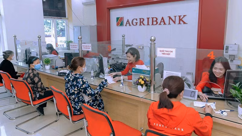 Người dân giao dịch tại chi nhánh Ngân hàng Agribank.