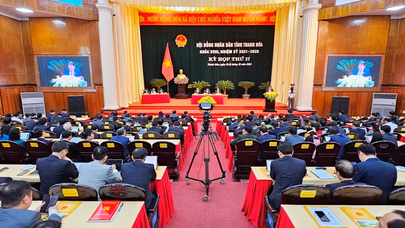 Quang cảnh kỳ họp Hội đồng nhân dân tỉnh Thanh Hóa.
