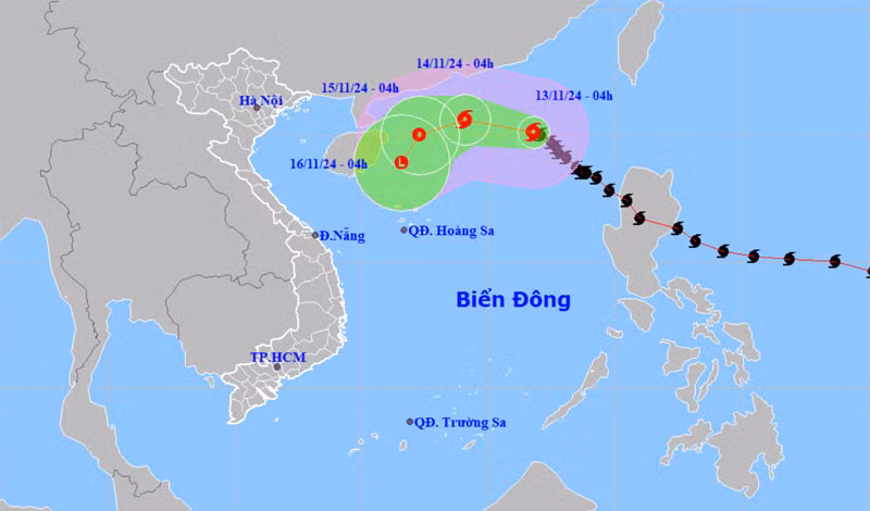Vị trí và hướng di chuyển của bão số 8. (Nguồn: nchmf.gov.vn)