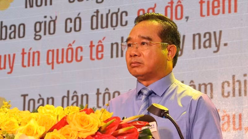Bí thư Tỉnh ủy Long An Nguyễn Văn Được phát biểu.