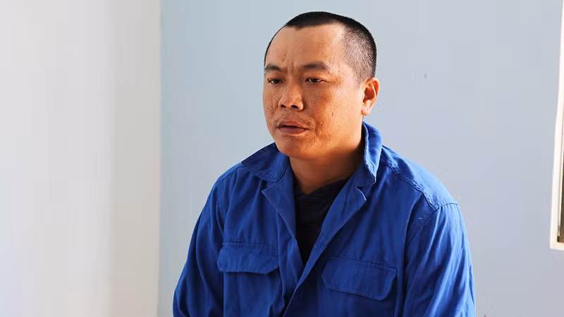 Đối tượng Nguyễn Phước Trường tại cơ quan công an.