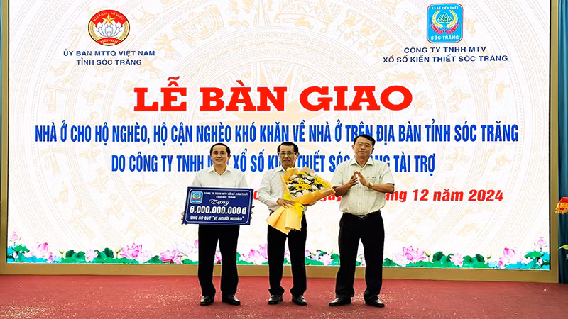 Công ty Xổ số kiến thiết Sóc Trăng tài trợ 6 tỷ đồng xây nhà Đại đoàn kết trong năm 2025. Công ty Xổ số kiến thiết Sóc Trăng tài trợ 6 tỷ đồng xây nhà Đại đoàn kết trong năm 2025.
