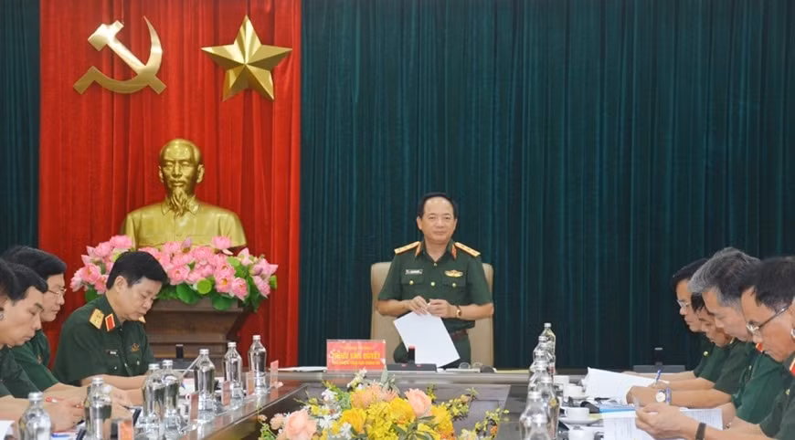 Thượng tướng Trịnh Văn Quyết phát biểu tại hội nghị. Ảnh: VGP