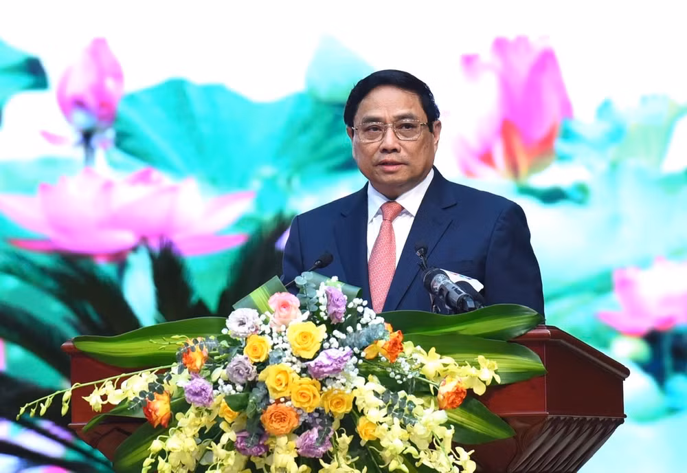 Thủ tướng Chính phủ Phạm Minh Chính phát biểu tại hội nghị. (Ảnh: TRẦN HẢI)