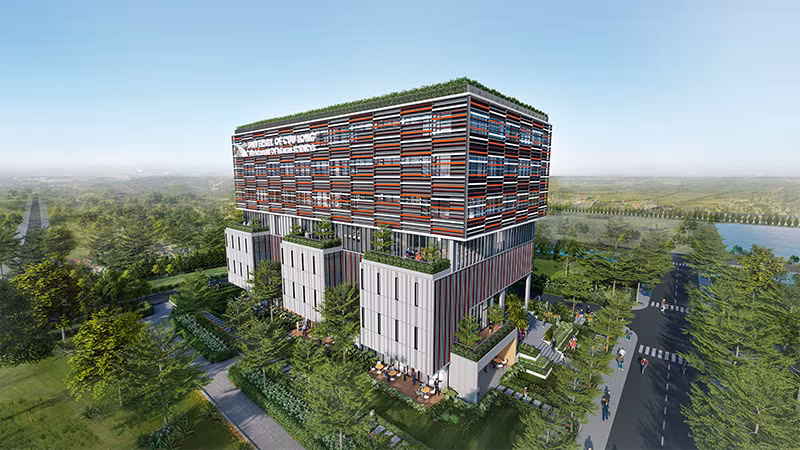 Trường Đại học Cửu Long đang xây dựng tòa nhà 8 tầng phục vụ cho khối sức khỏe.